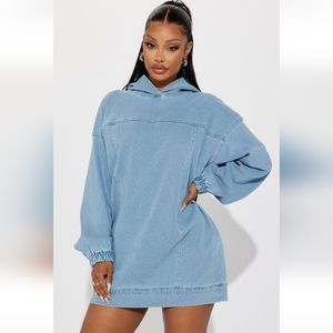 OVERSIZED DENIM SWEATSHIRT DRESS NWT